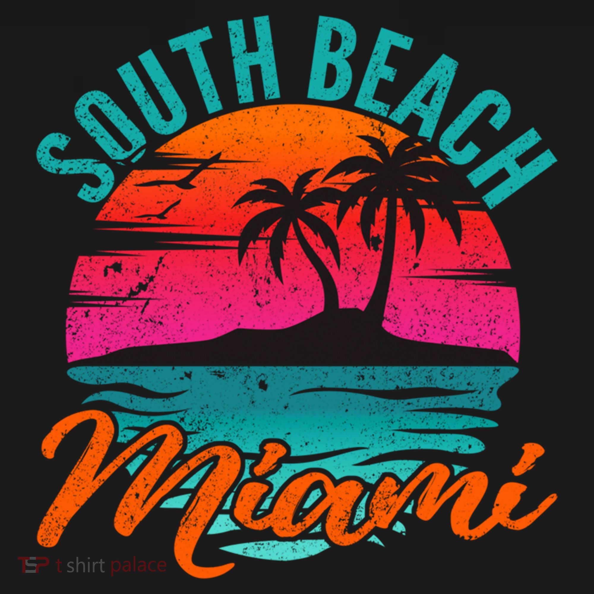 South Beach Miami Florida Sunset Vacation Distressed Grunge Cool Gift Women's Hoodie