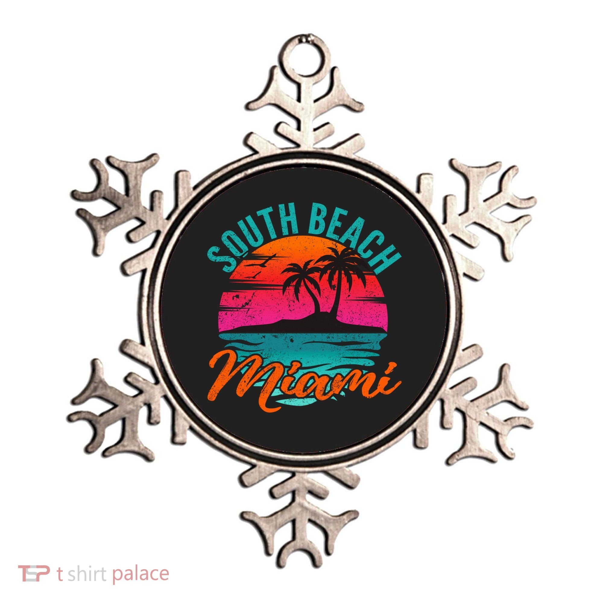 South Beach Miami Florida Sunset Vacation Distressed Grunge Cool Gift Ornament