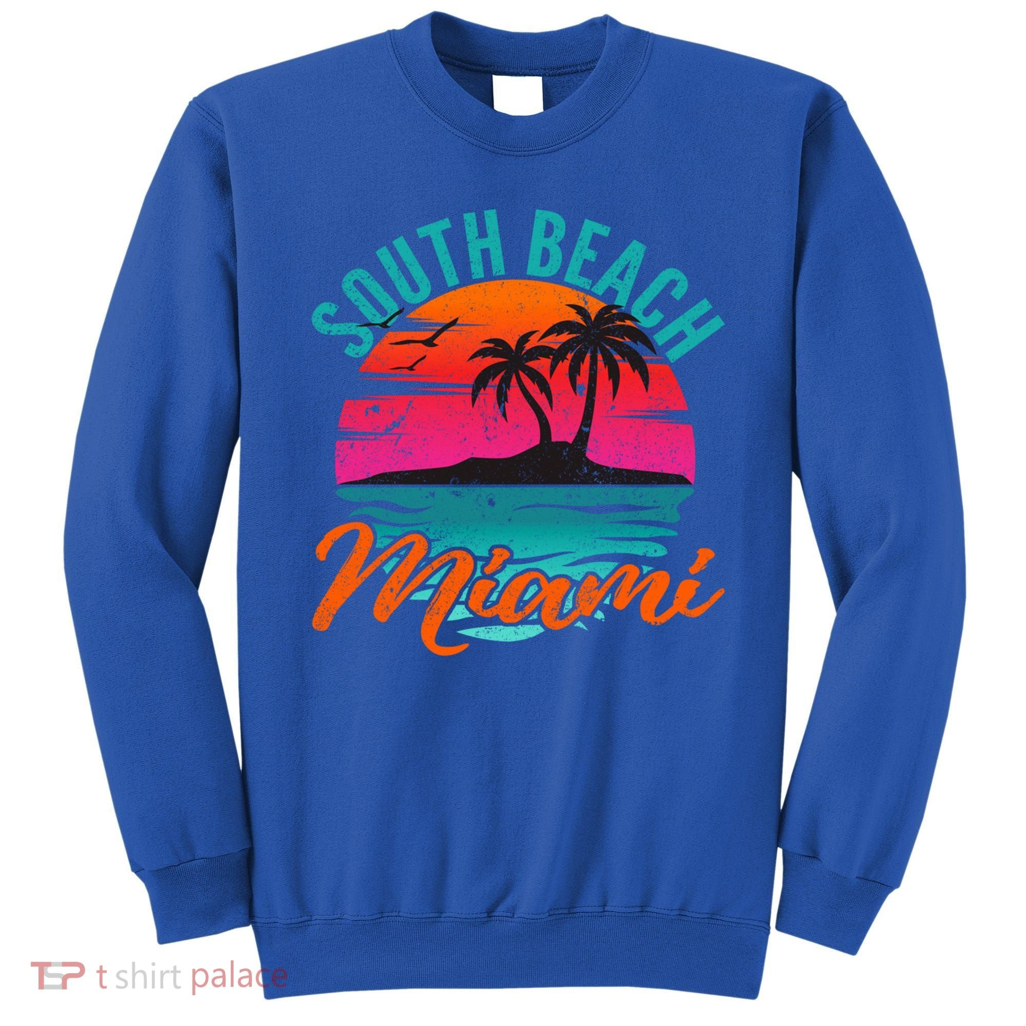 South Beach Miami Florida Sunset Vacation Distressed Grunge Cool Gift Sweatshirt