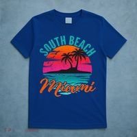 South Beach Miami Florida Sunset Vacation Distressed Grunge Cool Gift T-Shirt thumb 5