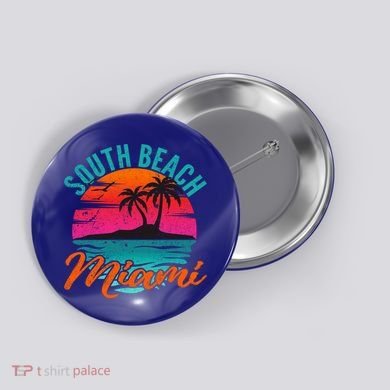 South Beach Miami Florida Sunset Vacation Distressed Grunge Cool Gift Button