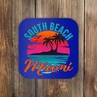 South Beach Miami Florida Sunset Vacation Distressed Grunge Cool Gift Coaster thumb 0