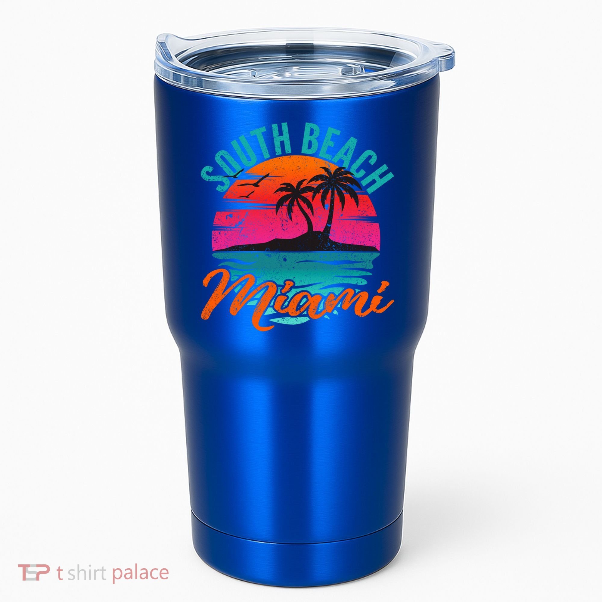 South Beach Miami Florida Sunset Vacation Distressed Grunge Cool Gift Tumbler