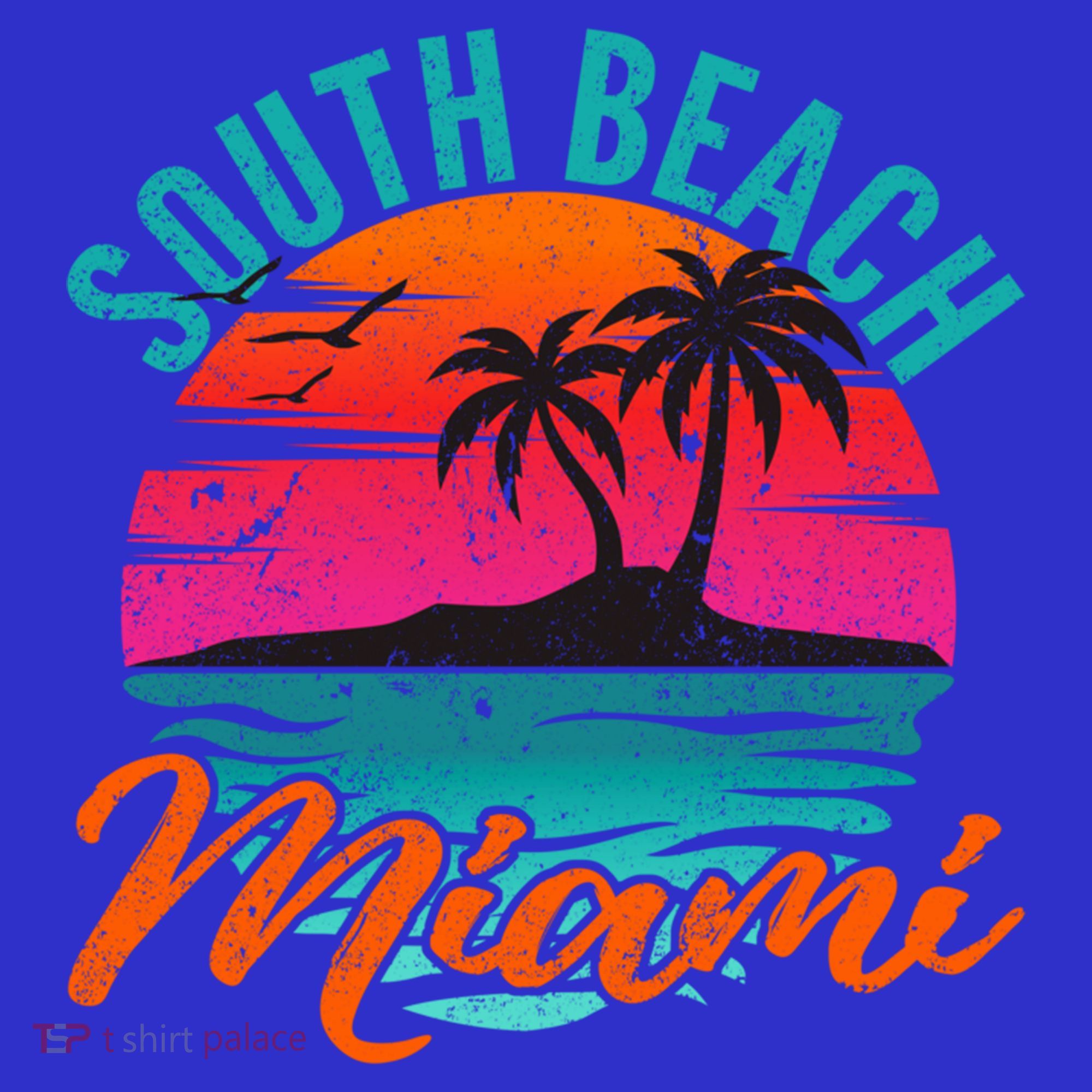 South Beach Miami Florida Sunset Vacation Distressed Grunge Cool Gift Mousepad