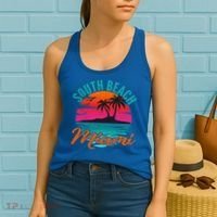 South Beach Miami Florida Sunset Vacation Distressed Grunge Cool Gift Women's Tank Top thumb 2