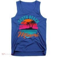 South Beach Miami Florida Sunset Vacation Distressed Grunge Cool Gift Tank Top thumb 0