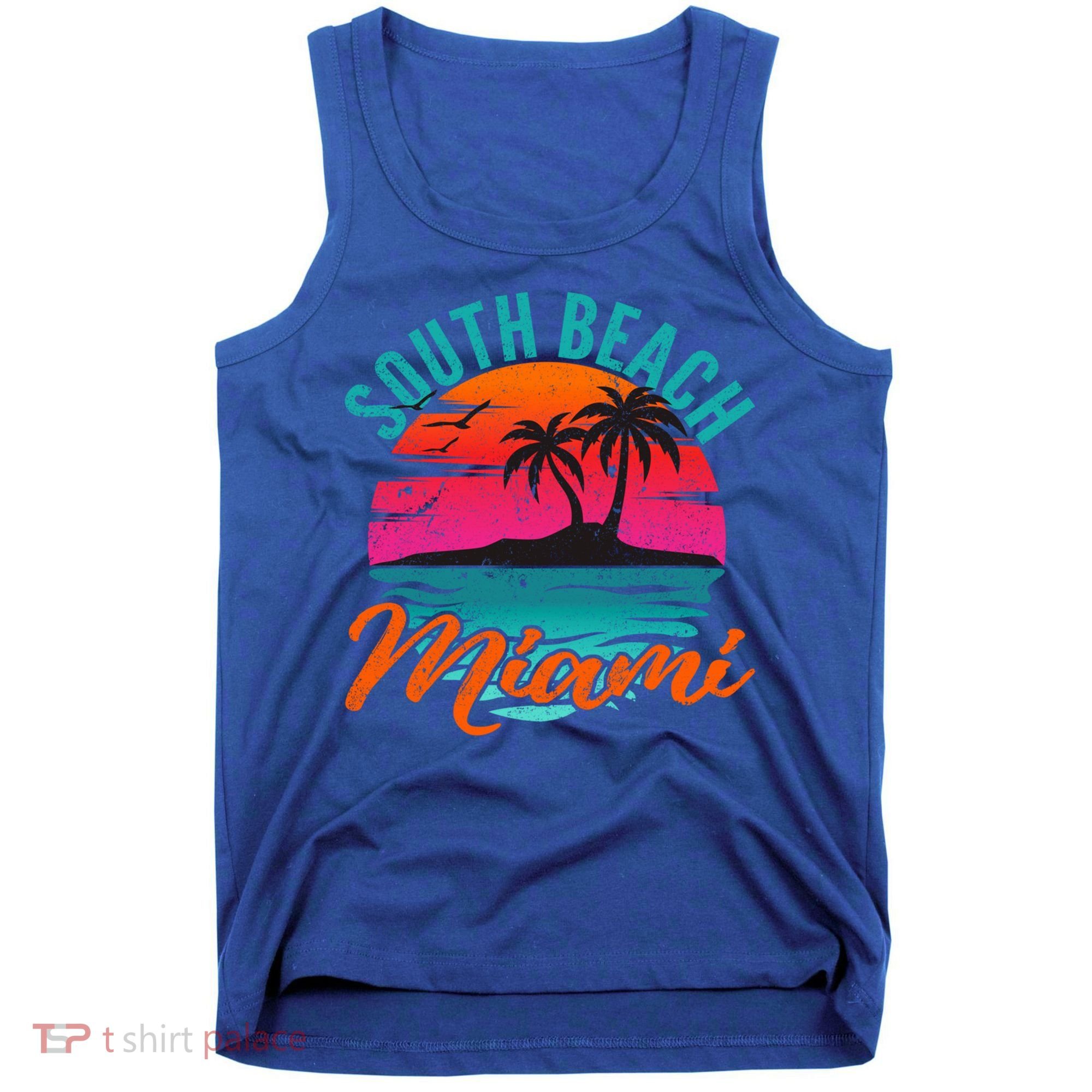 South Beach Miami Florida Sunset Vacation Distressed Grunge Cool Gift Tank Top