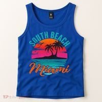 South Beach Miami Florida Sunset Vacation Distressed Grunge Cool Gift Tank Top thumb 2