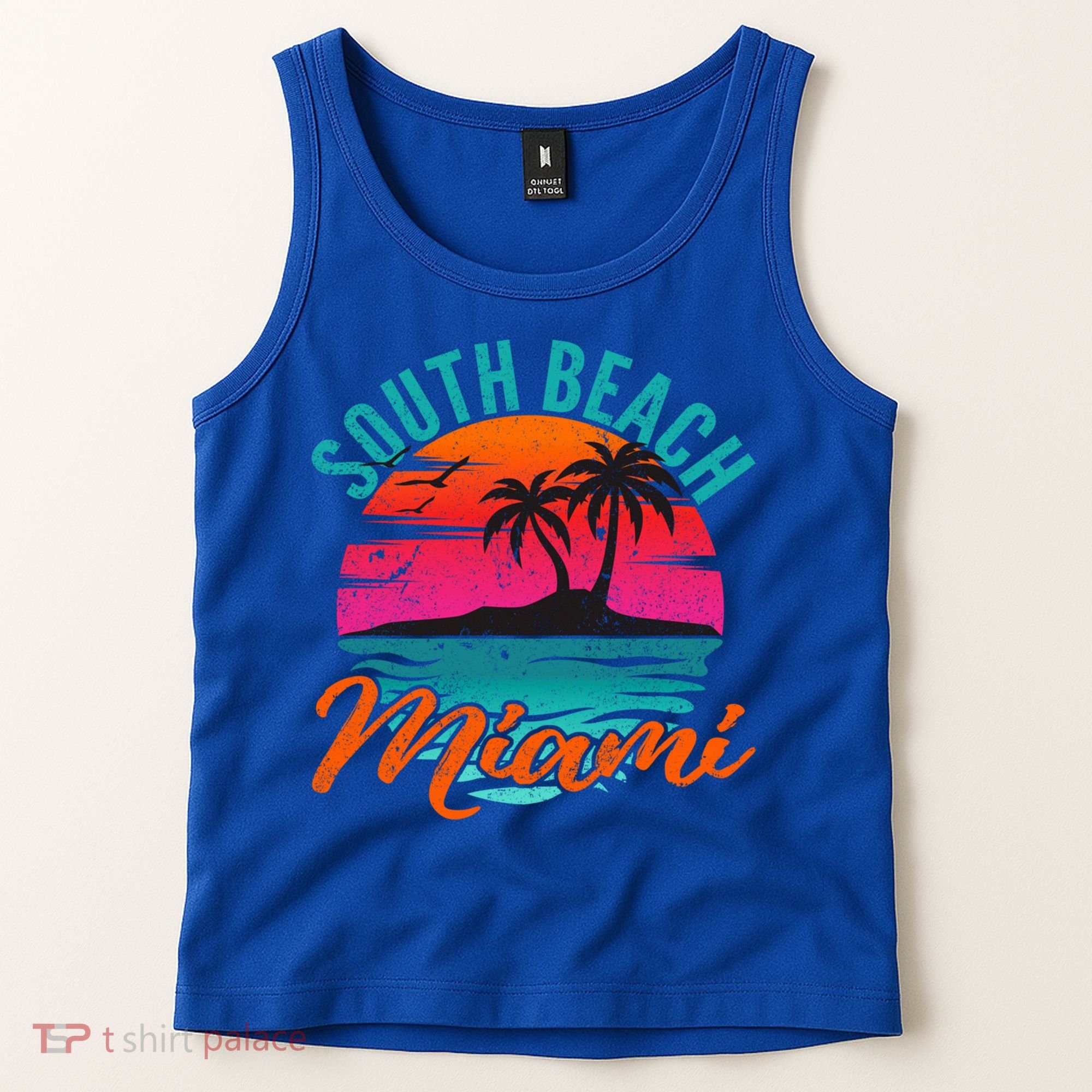 South Beach Miami Florida Sunset Vacation Distressed Grunge Cool Gift Tank Top