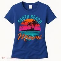 South Beach Miami Florida Sunset Vacation Distressed Grunge Cool Gift Women's T-Shirt thumb 0