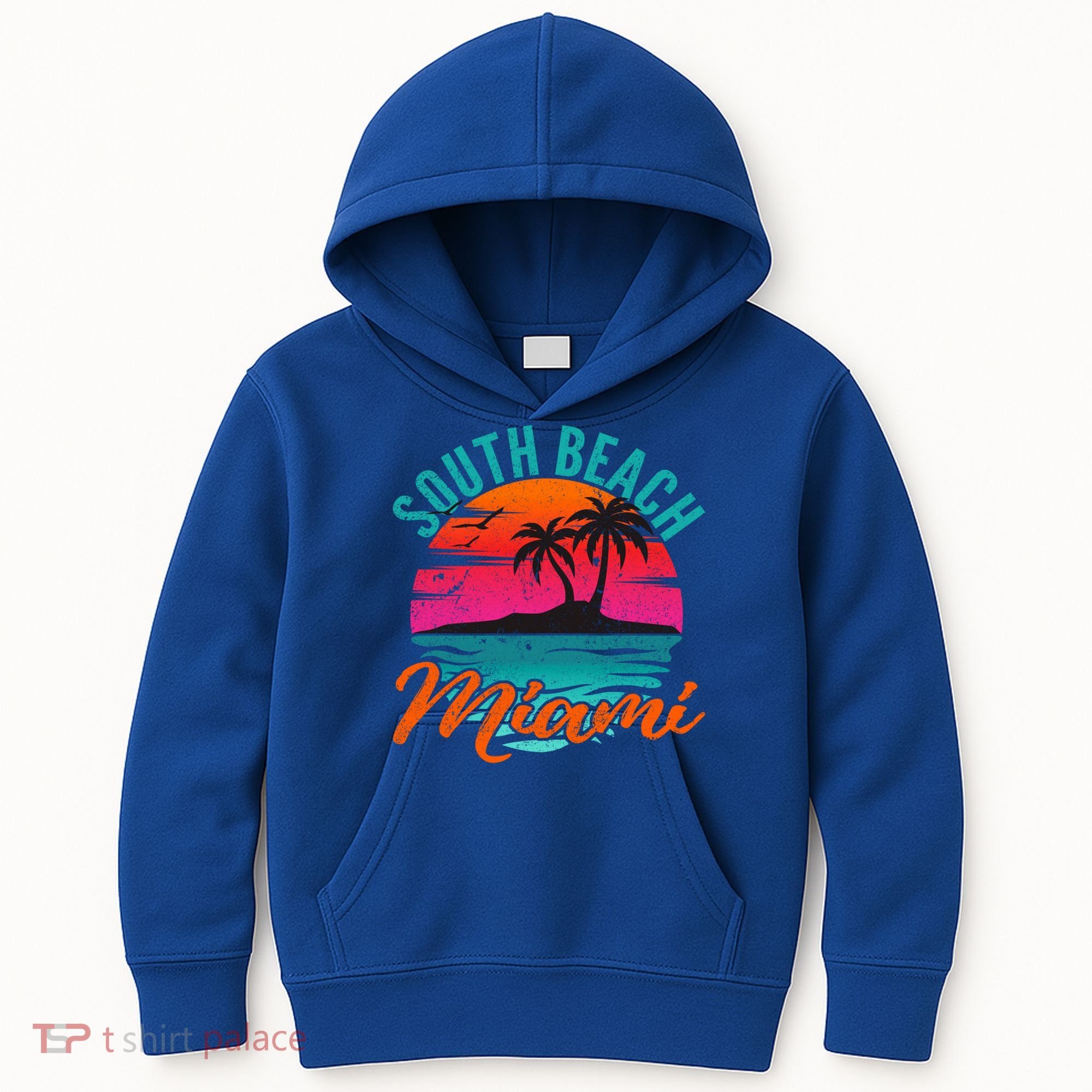 South Beach Miami Florida Sunset Vacation Distressed Grunge Cool Gift Kids Hoodie