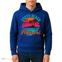 South Beach Miami Florida Sunset Vacation Distressed Grunge Cool Gift Kids Hoodie thumb 4