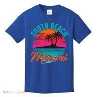 South Beach Miami Florida Sunset Vacation Distressed Grunge Cool Gift Kids T-Shirt thumb 0