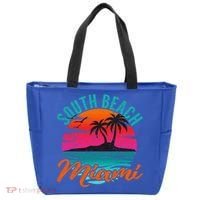 South Beach Miami Florida Sunset Vacation Distressed Grunge Cool Gift Tote Bag thumb 0