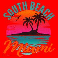 South Beach Miami Florida Sunset Vacation Distressed Grunge Cool Gift Santa Hat thumb 1