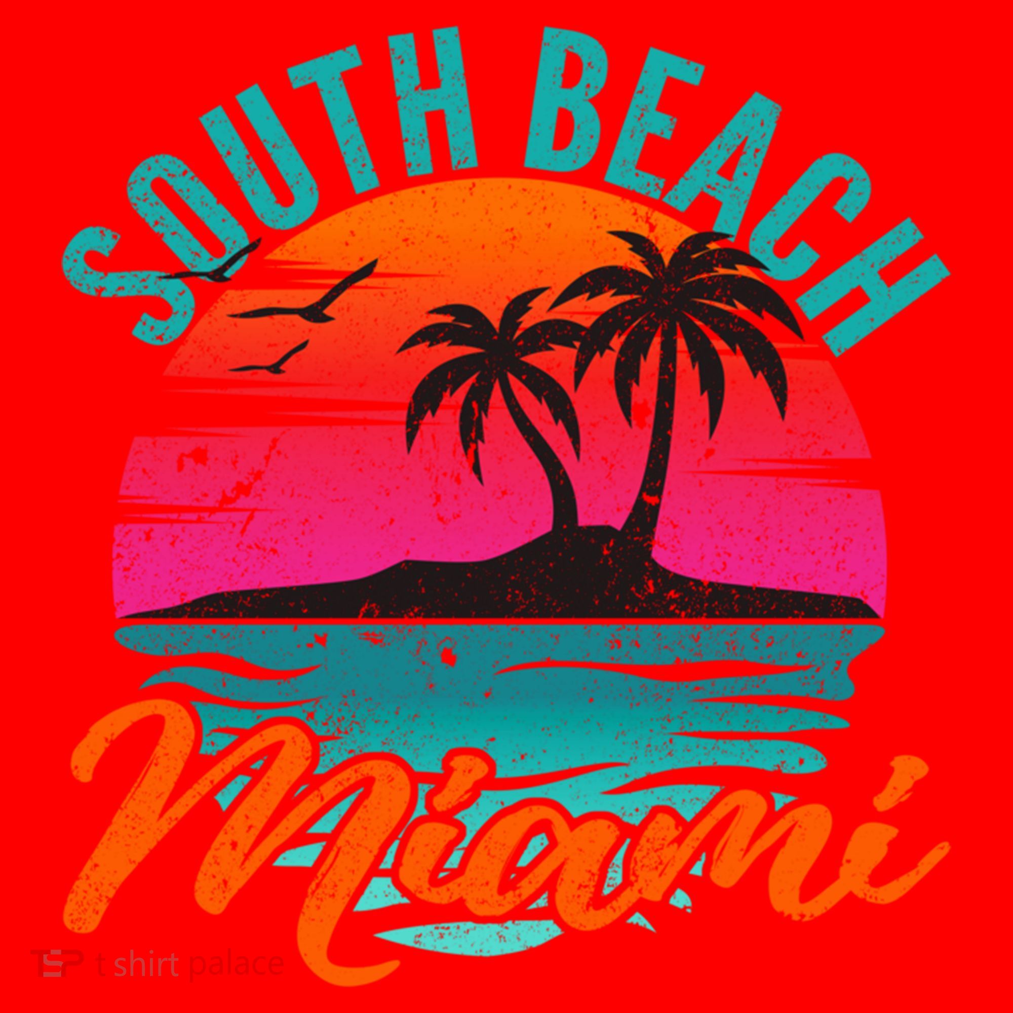 South Beach Miami Florida Sunset Vacation Distressed Grunge Cool Gift Santa Hat