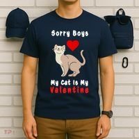 Sorry Boys My Cat Is My Valentine Cute T-Shirt thumb 6