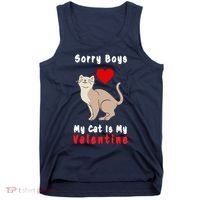 Sorry Boys My Cat Is My Valentine Cute Tank Top thumb 0