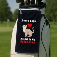 Sorry Boys My Cat Is My Valentine Cute Golf Towel thumb 2