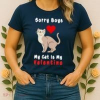 Sorry Boys My Cat Is My Valentine Cute Women's T-Shirt thumb 2