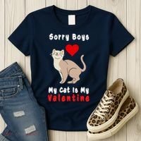 Sorry Boys My Cat Is My Valentine Cute Women's T-Shirt thumb 3