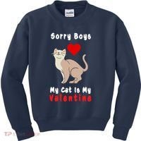 Sorry Boys My Cat Is My Valentine Cute Kids Sweatshirt thumb 0