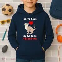 Sorry Boys My Cat Is My Valentine Cute Kids Hoodie thumb 2