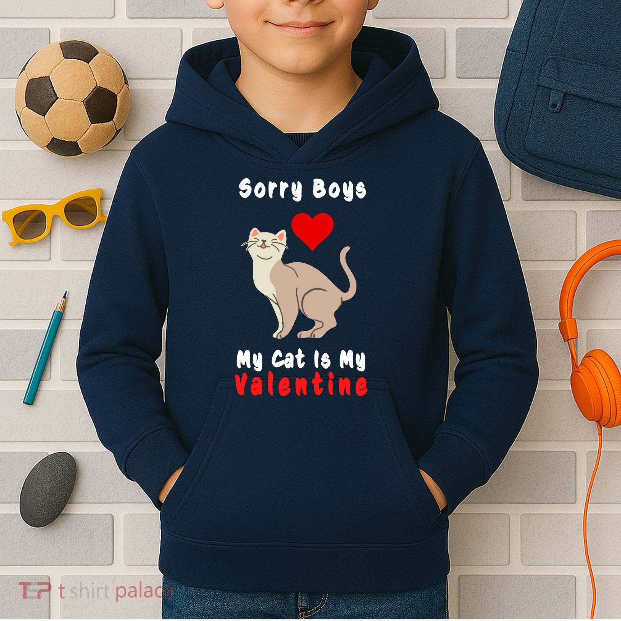 Sorry Boys My Cat Is My Valentine Cute Kids Hoodie