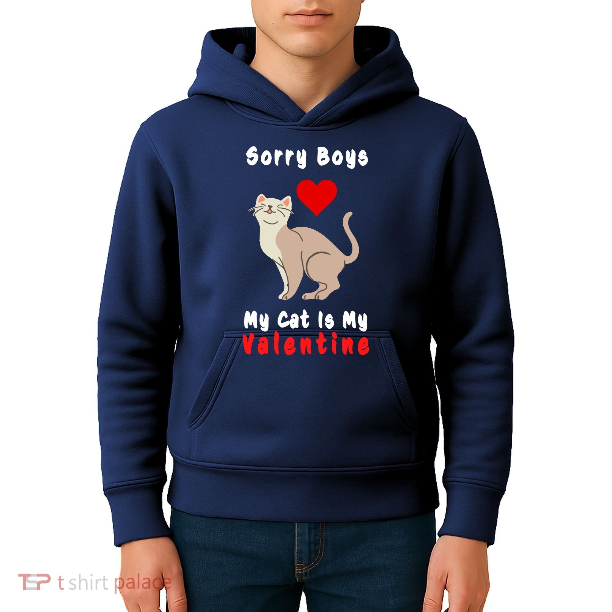 Sorry Boys My Cat Is My Valentine Cute Kids Hoodie