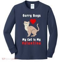 Sorry Boys My Cat Is My Valentine Cute Kids Long Sleeve Shirt thumb 0