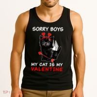 Sorry Boys My Cat Is My Valentine Tank Top thumb 3