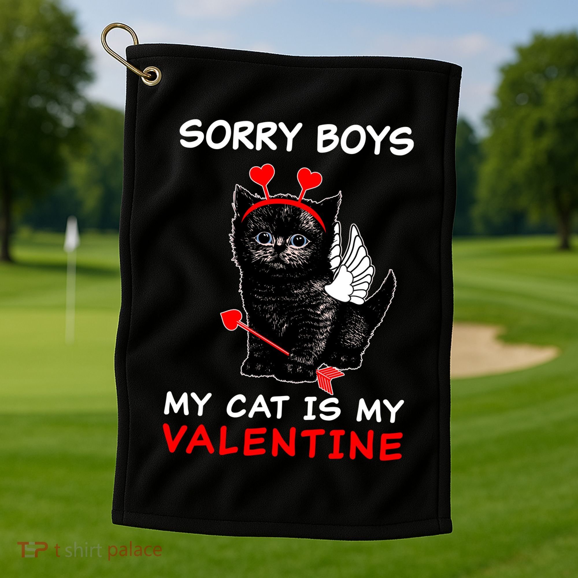 Sorry Boys My Cat Is My Valentine Golf Towel