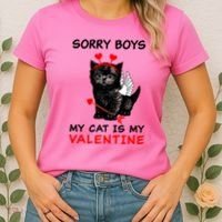 Sorry Boys My Cat Is My Valentine Women's T-Shirt thumb 2