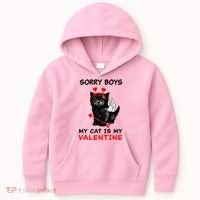 Sorry Boys My Cat Is My Valentine Kids Hoodie thumb 0