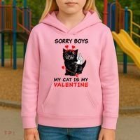 Sorry Boys My Cat Is My Valentine Kids Hoodie thumb 3