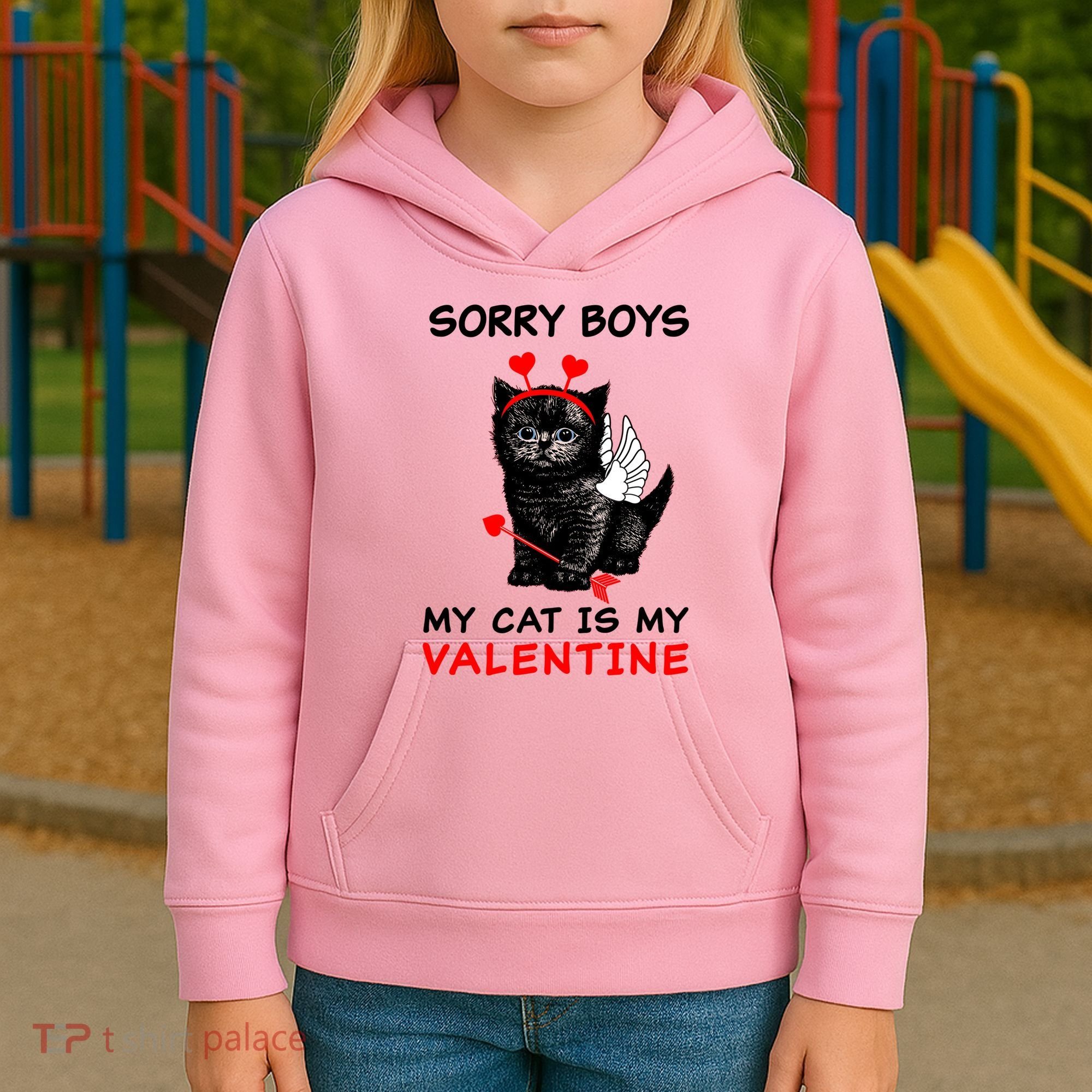 Sorry Boys My Cat Is My Valentine Kids Hoodie