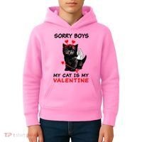 Sorry Boys My Cat Is My Valentine Kids Hoodie thumb 4