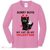 Sorry Boys My Cat Is My Valentine Kids Long Sleeve Shirt thumb 0