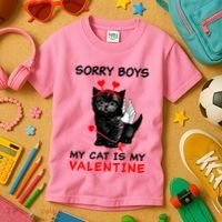 Sorry Boys My Cat Is My Valentine Kids T-Shirt thumb 3