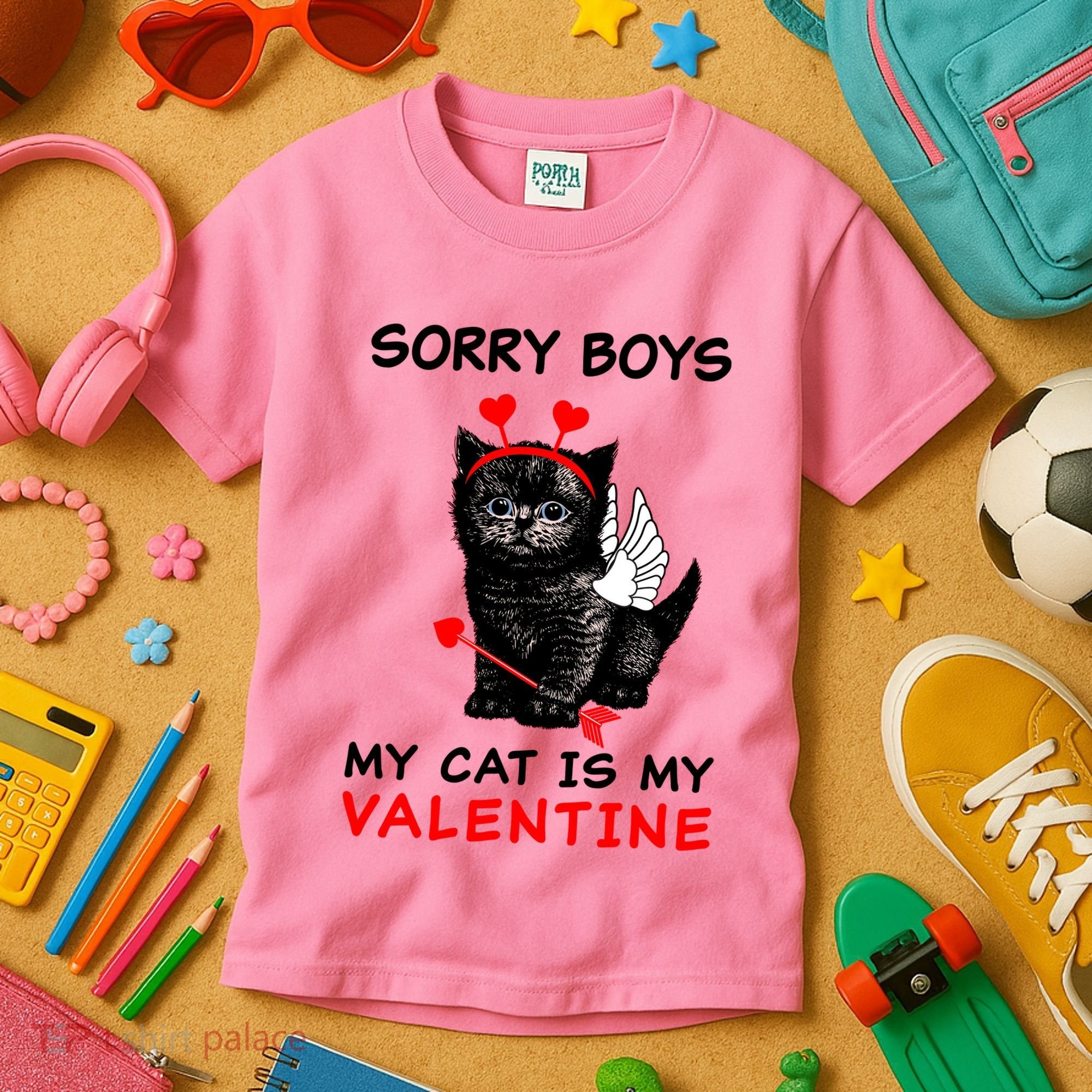 Sorry Boys My Cat Is My Valentine Kids T-Shirt