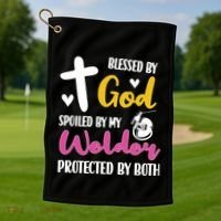 Spoiled By My Welder Welding Proud WelderS Wife Gift Golf Towel thumb 1