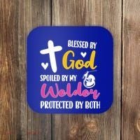 Spoiled By My Welder Welding Proud WelderS Wife Gift Coaster thumb 0