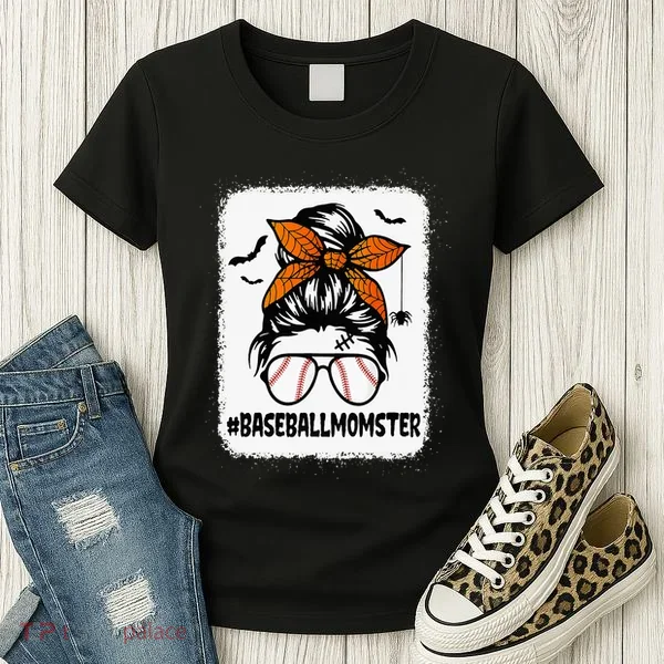 Spooky Baseball Mom Halloween Edition Women's T-Shirt
