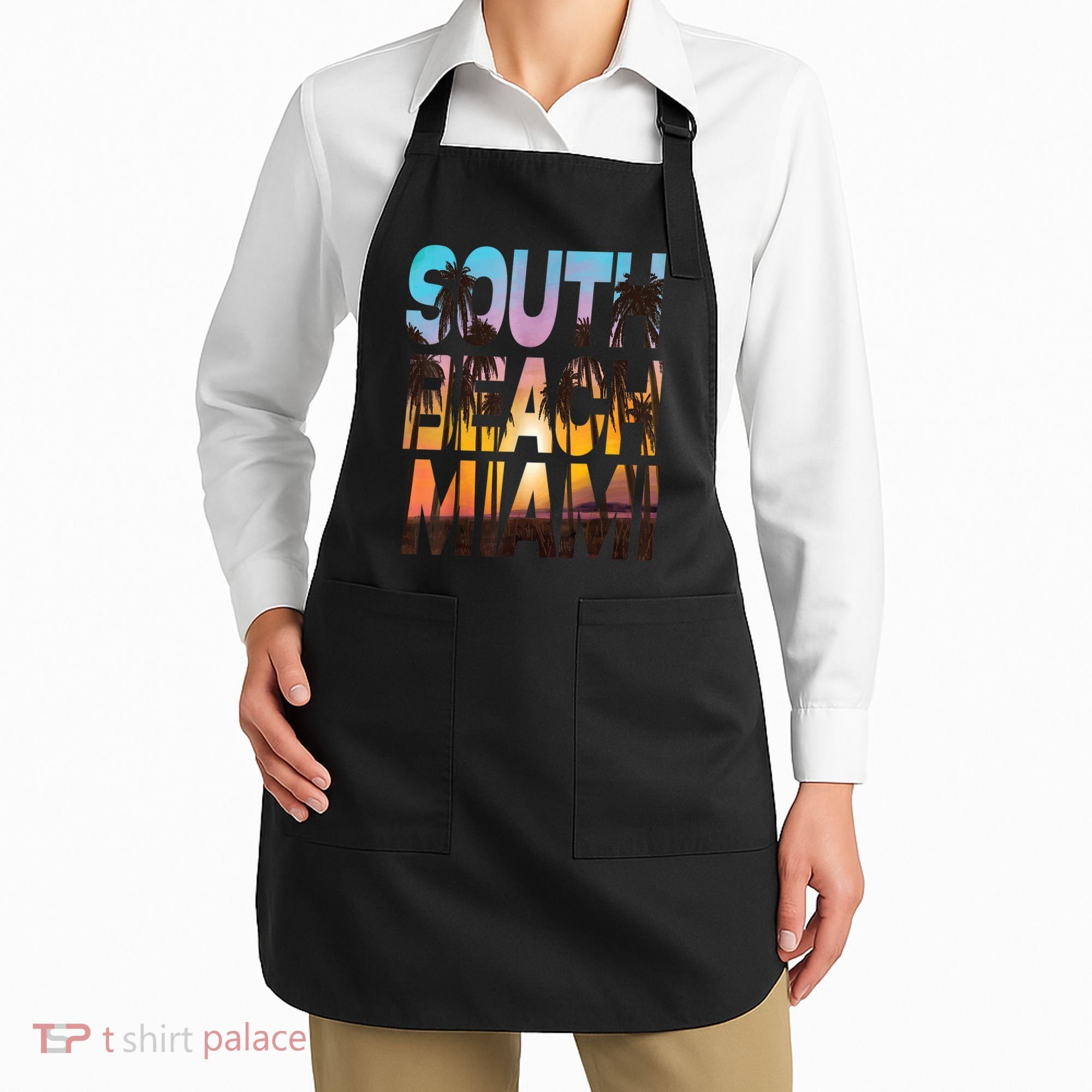 South Beach Miami Sunset I Love Miami Beach Souvenir Apron