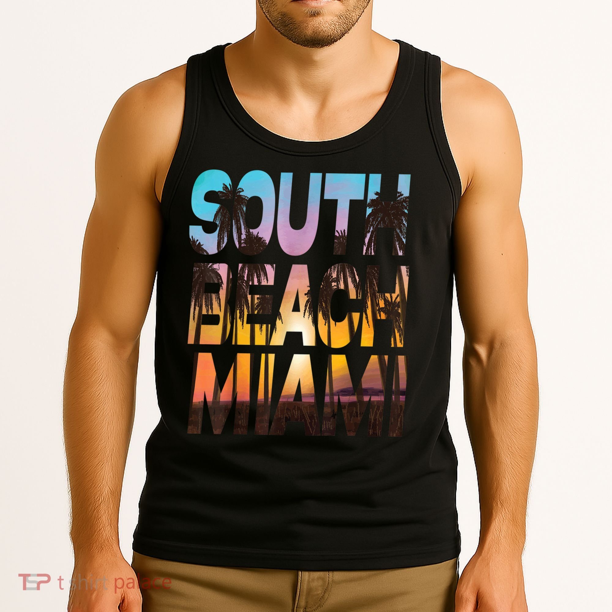 South Beach Miami Sunset I Love Miami Beach Souvenir Tank Top