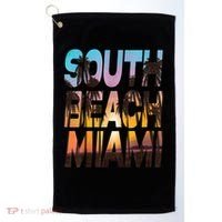 South Beach Miami Sunset I Love Miami Beach Souvenir Golf Towel thumb 0