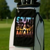 South Beach Miami Sunset I Love Miami Beach Souvenir Golf Towel thumb 2