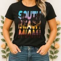 South Beach Miami Sunset I Love Miami Beach Souvenir Women's T-Shirt thumb 2