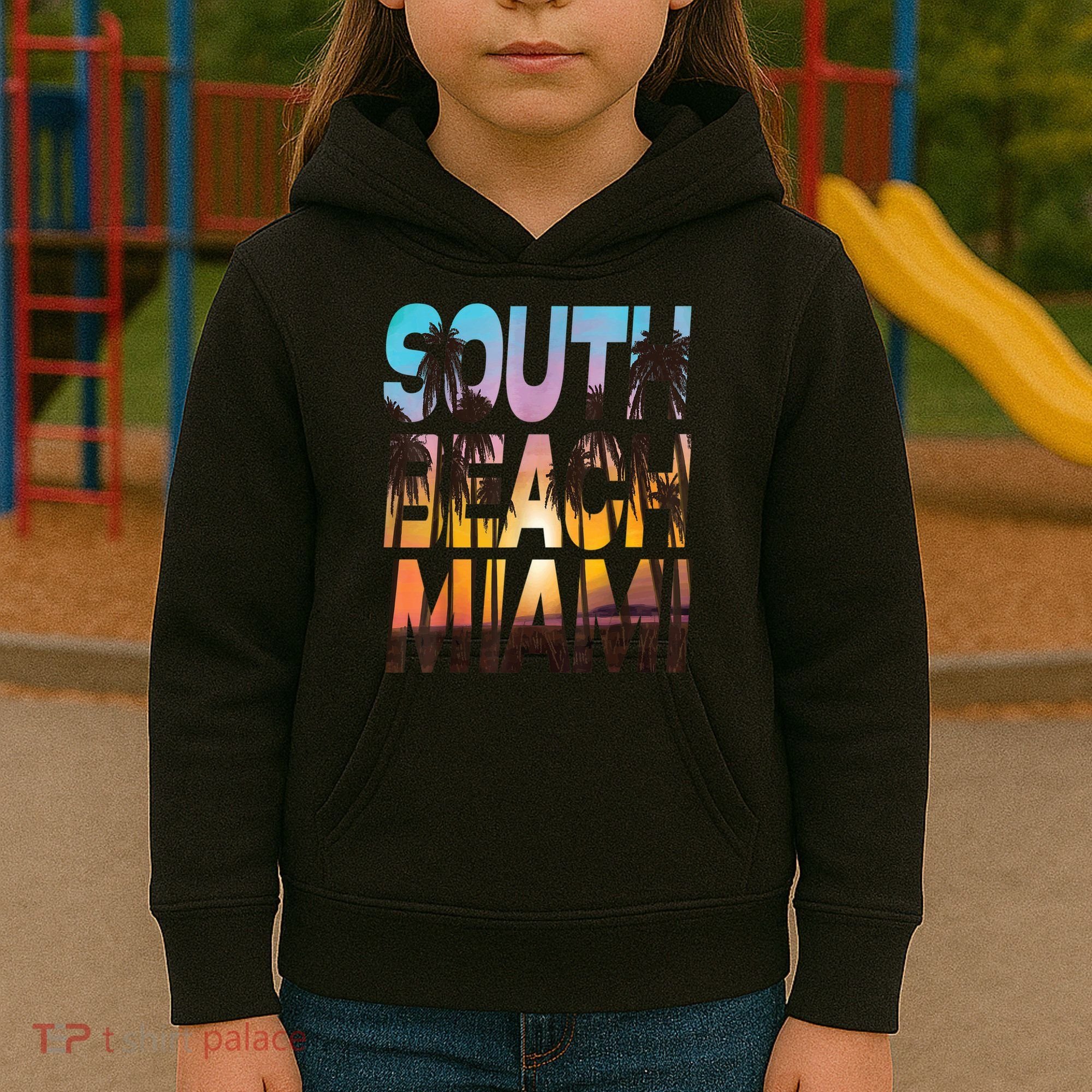 South Beach Miami Sunset I Love Miami Beach Souvenir Kids Hoodie