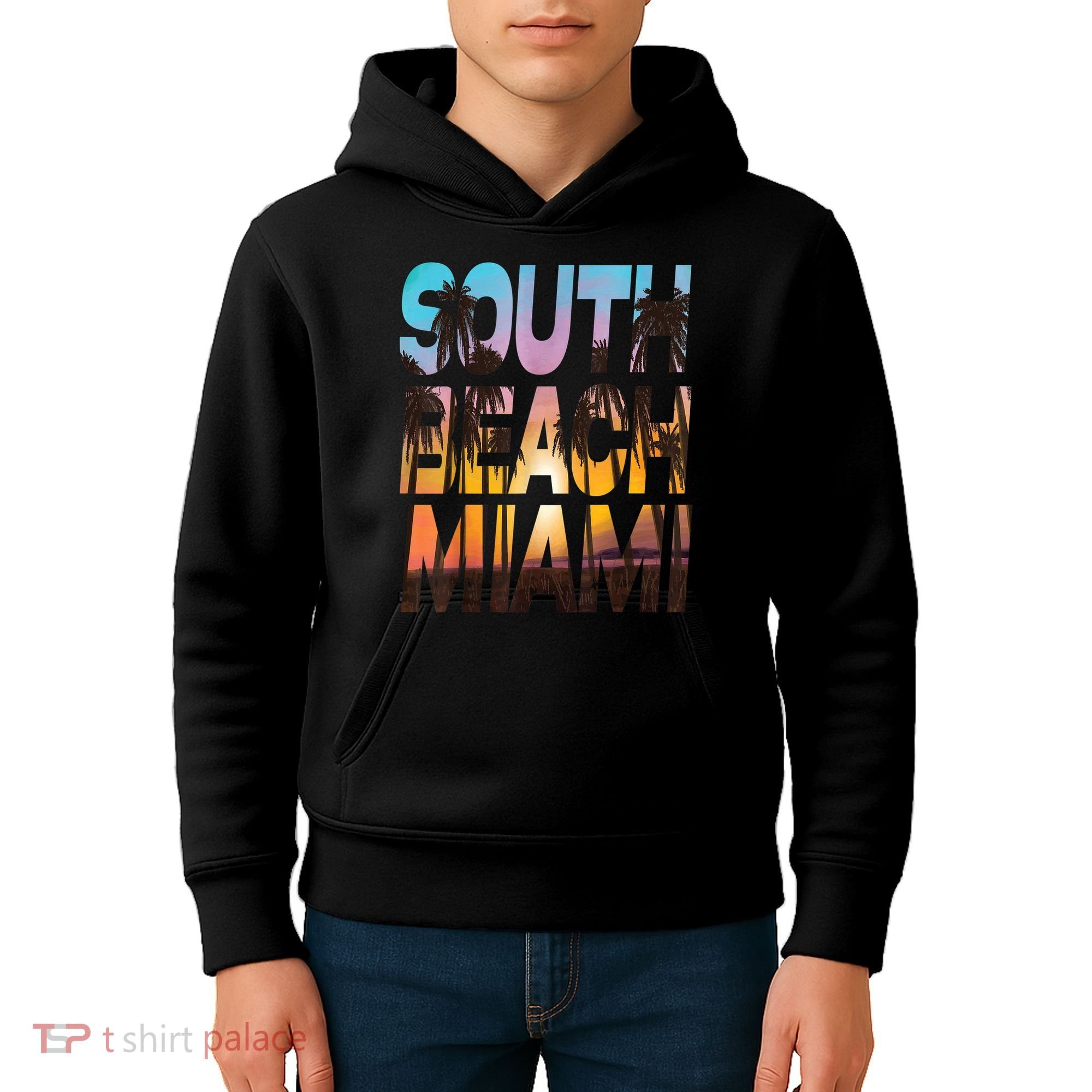South Beach Miami Sunset I Love Miami Beach Souvenir Kids Hoodie